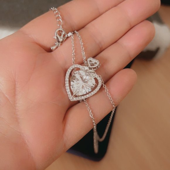 Double Heart Crystal Infinity Pendant Necklace - Picture 7 of 10